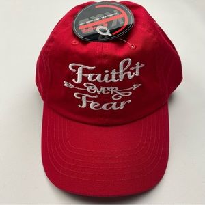 Faith Over Fear Relaxed Cotton Curved Bill Hat Cap Red
